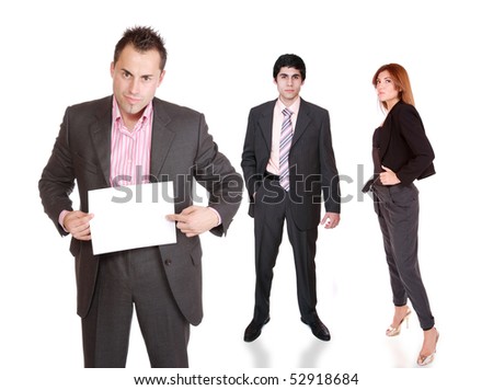 Business team posing over white background