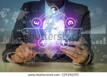 mixed media of financial technology concept Royalty-Free Stock Photo #529206295