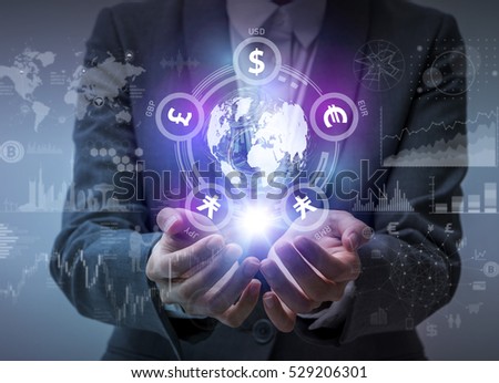 mixed media of financial technology concept