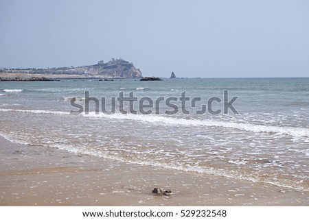  sandy beach and wave with sky