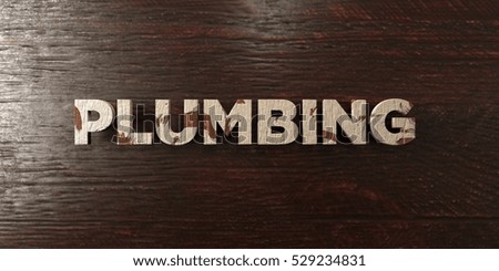 Plumbing - grungy wooden headline on Maple  - 3D rendered royalty free stock image. This image can be used for an online website banner ad or a print postcard.