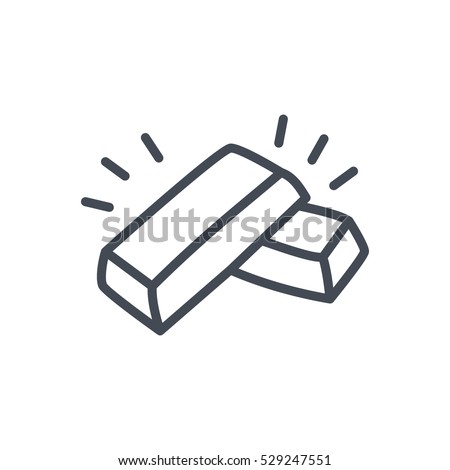 Business Trading Finance Trade Outlined Line Vector Icon Illustration Gold golden silver bar