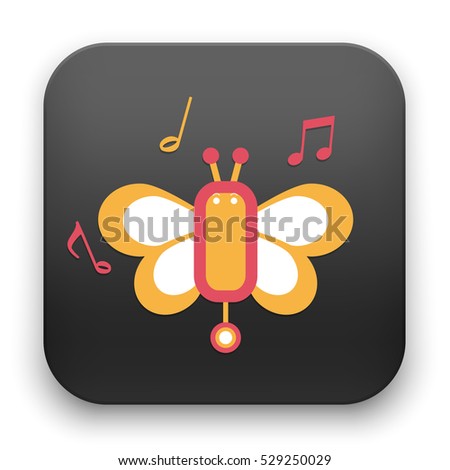 flat Vector icon - illustration of Butterfly music icon