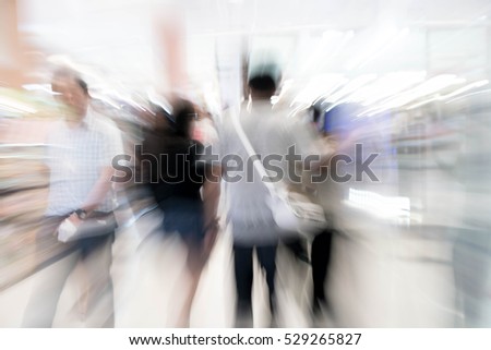 Abstract blur people in beautiful luxury shopping mall center and shop retail store for background