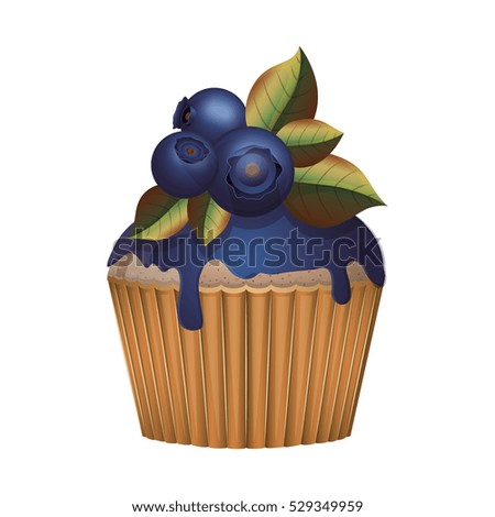 Isolated blueberry cupcake design