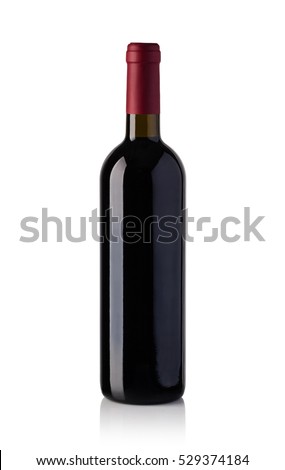 red wine bottle isolated over white background
