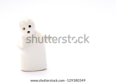 Decorative White Ceramic Doll on White Background