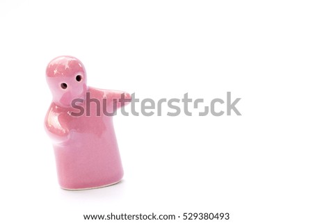 Decorative Pink Ceramic Doll on White Background
