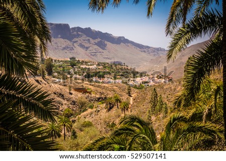Picture of a beautiful small town of Fataga in Gran Canaria, Canary Islands, Spain
