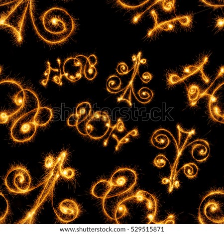 Seamless pattern of Happy New Year - 2017 with sparklers on black background