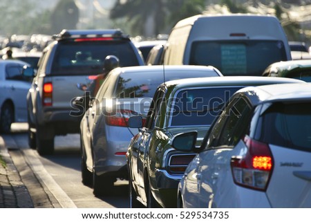 traffic jams in the city, road, rush hour Royalty-Free Stock Photo #529534735