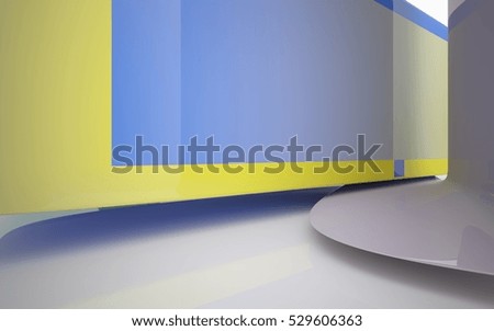 Abstract dynamic smooth interior with gradient colored objects. 3D illustration and rendering