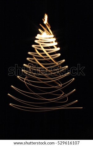 abstract christmas tree from color xmas lights 
