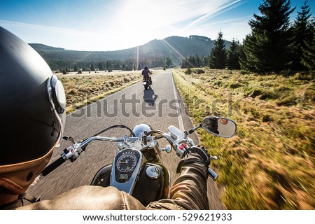 Close up of a high power motorcycle, chopper. Royalty-Free Stock Photo #529621933