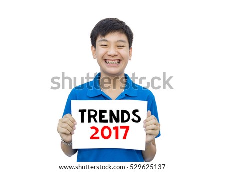Asian teen show trends 2017 message on isolate background.
