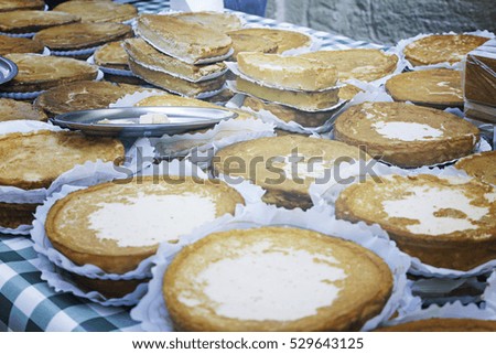 Sponge cake with pastry cream, food and sale