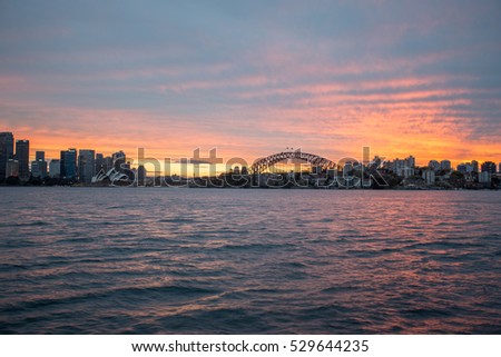 Sydney, cityscape and skyline at sunset