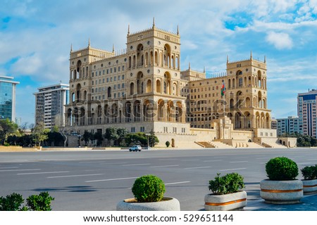 The Government house of Azerbaijan in Baku, Azerbaijan Royalty-Free Stock Photo #529651144