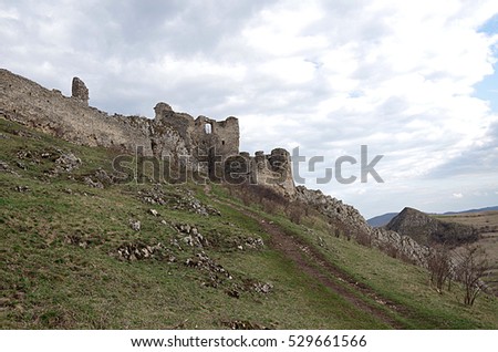 An ancient castle's ruins in Transylvania.