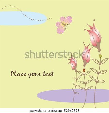 Springtime flora card with butterfly