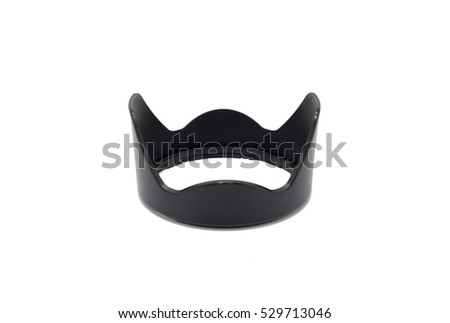 Horizontal black lens hood shaped petal,isolated white background