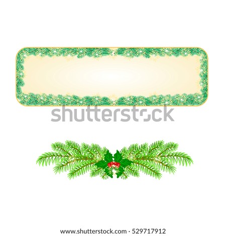 Banner  Christmas Spruce  and snowflakes vintage vector illustration