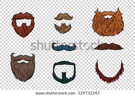 stylish beard and moustache set collection Royalty-Free Stock Photo #529732243