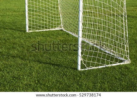 Empty Net soccer goal football green grass field sunny day outdoors