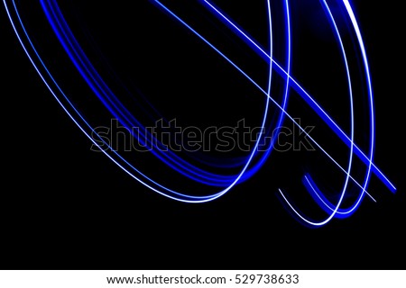 Light painting abstract background, Blue swirl trail effect, Shutter b 