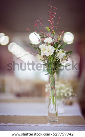 
table decor bouquet of delicate flowers