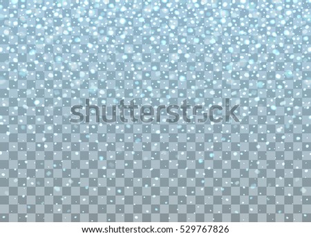 Realistic falling snowflakes. Isolated on transparent background. Vector illustration, eps 10.

