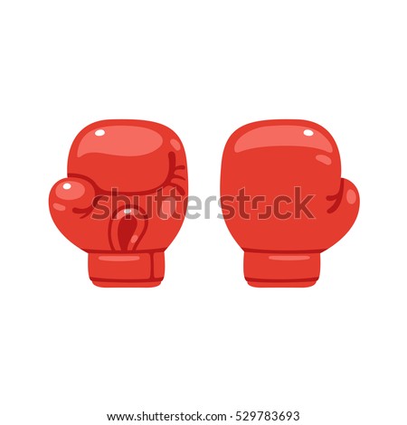 Cartoon red boxing glove icon, front and back. Isolated vector illustration. Royalty-Free Stock Photo #529783693