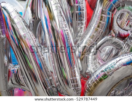Close up image/ Colorful in silver balloons with happy celebration party background (celebrities, balloon, background)