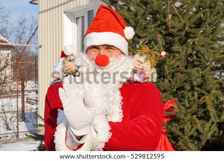 Photo of Santa Claus. Going to the New Year holidays.