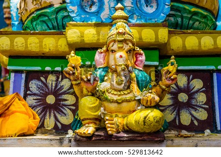 The Lord Ganesha Statue in Shiwa Hindu temple. Galle town, Sri Lanka.