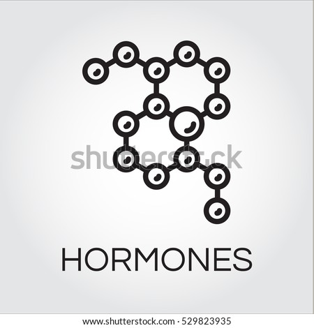 Symbol of hormones chain in abstract linear style. Simplicity black pictograph. Analysis, science, medicine concept. Logo for websites, mobile apps and other design needs. Vector contour label Royalty-Free Stock Photo #529823935
