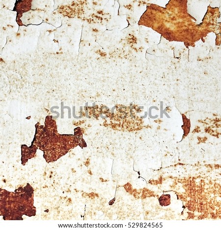 Rust Eroded White Metal Iron Decay Crumpled Sheet Background. Weathered Iron Rusty Messy Wreck Isolated Metallic Texture. Corroded Iron White Structure. Abstract Ragged Shabby Steel Urban Surface.