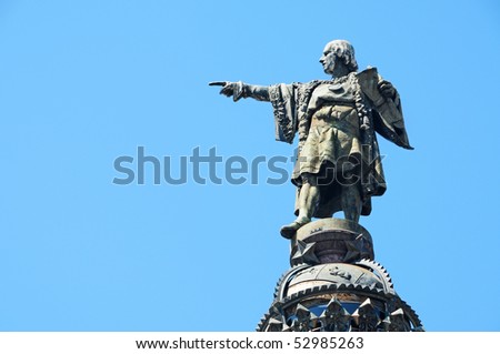 Closeup of the Columbus Monument in Barcelona, Spain
