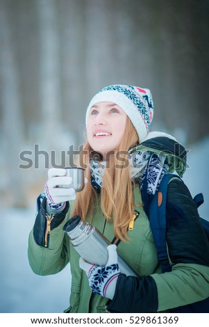 portrait girl on the winter background
