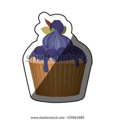 Isolated blueberry cupcake design