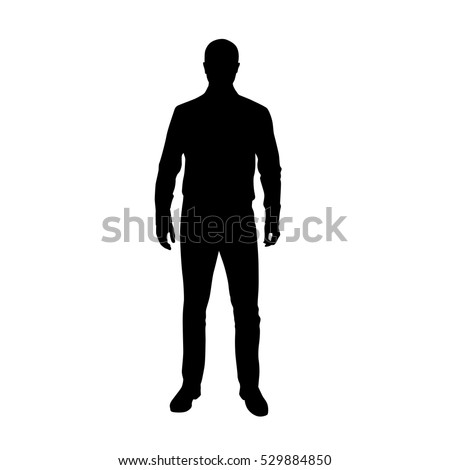 Business man in shirt, vector silhouette Royalty-Free Stock Photo #529884850