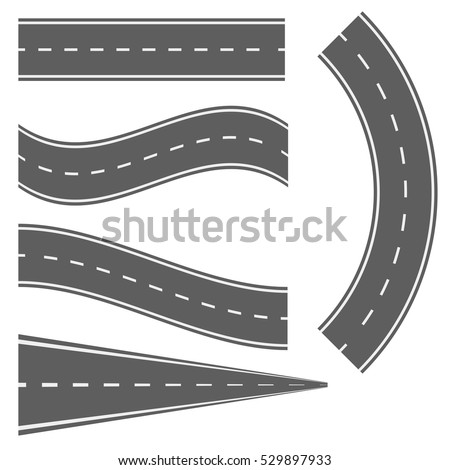 Winding curved road or highway with markings. . Vector illustration Royalty-Free Stock Photo #529897933