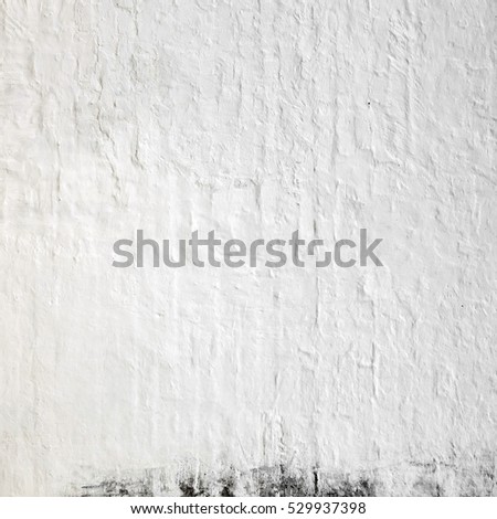 Old White Peeled Plaster Wall With Shabby Structure Frame Empty Grunge Background. Whitewash Brick Exterior Mortar Wall With  Stucco Layer Isolated Square Texture.  Blank Rustic Fence Surface