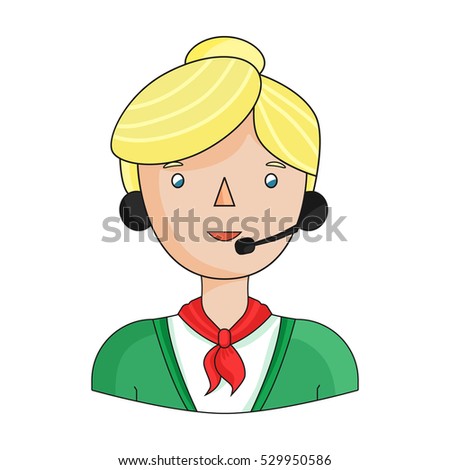 Call center operator icon in cartoon style isolated on white background. People of different profession symbol stock vector illustration.