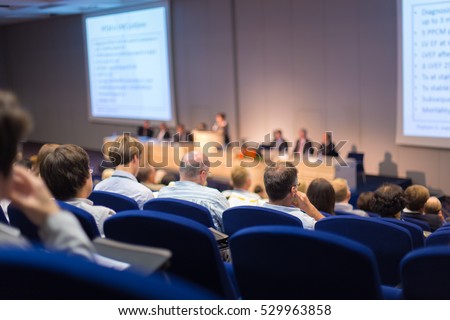 Trade union advisory committee meeting . Audience at the conference hall. Royalty-Free Stock Photo #529963858