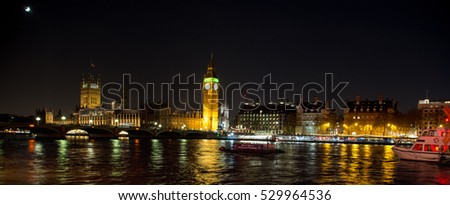 London by night with Westminster in the background
