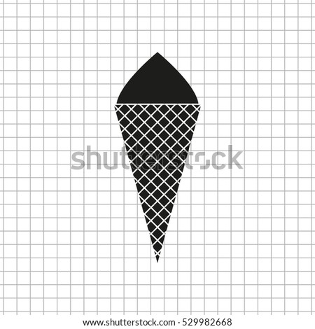 Ice cream cone  - black vector icon
