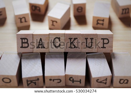 Backup Word In Wooden Cube