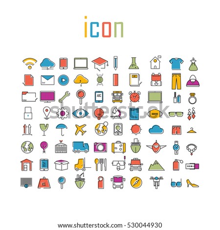 All line icons color of technology school logistics internet tour planning and fashion icons,Modern infographic vector logo