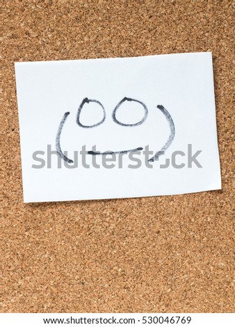 The series of Japanese emoticons called Kaomoji on the cork board, blank